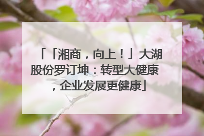 「湘商，向上！」大湖股份罗订坤：转型大健康，企业发展更健康
