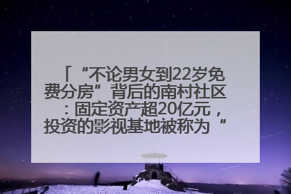 “不论男女到22岁免费分房”背后的南村社区：固定资产超20亿元，投资的影视基地被称为“山村好莱坞”