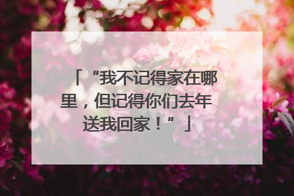 “我不记得家在哪里，但记得你们去年送我回家！”