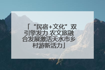 “民宿+文化”双引擎发力 农文旅融合发展激活天水市乡村游新活力