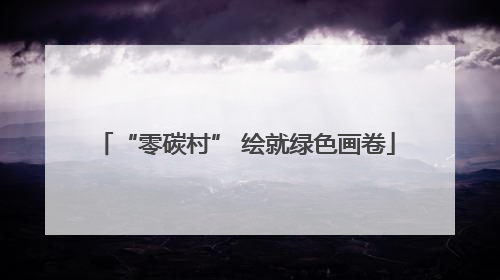 “零碳村” 绘就绿色画卷