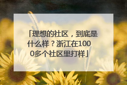 理想的社区，到底是什么样？浙江在1000多个社区里打样