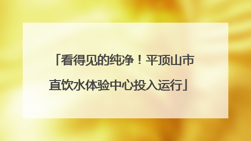 看得见的纯净！平顶山市直饮水体验中心投入运行