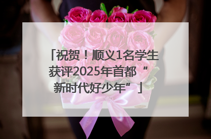 祝贺！顺义1名学生获评2025年首都“新时代好少年”