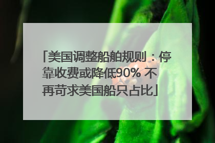 美国调整船舶规则：停靠收费或降低90% 不再苛求美国船只占比