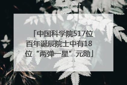 中国科学院517位百年诞辰院士中有18位“两弹一星”元勋