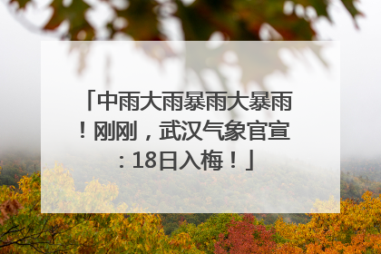中雨大雨暴雨大暴雨！刚刚，武汉气象官宣：18日入梅！