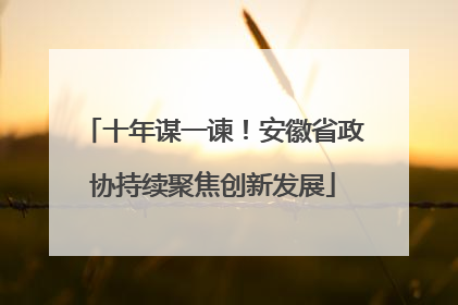 十年谋一谏！安徽省政协持续聚焦创新发展