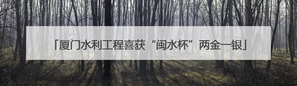 厦门水利工程喜获“闽水杯”两金一银