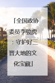 全国政协委员李骏虎：守护好三晋大地的文化宝藏