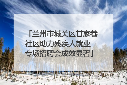 兰州市城关区甘家巷社区助力残疾人就业 专场招聘会成效显著