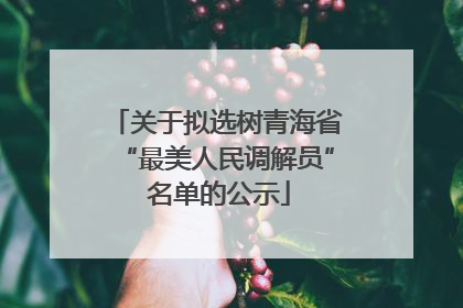 关于拟选树青海省“最美人民调解员” 名单的公示