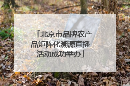 北京市品牌农产品矩阵化溯源直播活动成功举办