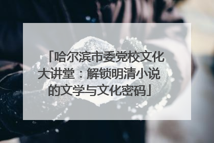 哈尔滨市委党校文化大讲堂：解锁明清小说的文学与文化密码