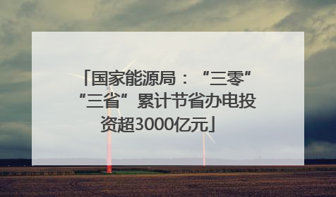 国家能源局：“三零”“三省”累计节省办电投资超3000亿元
