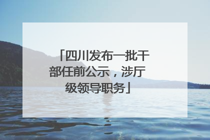 四川发布一批干部任前公示，涉厅级领导职务