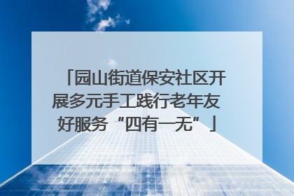园山街道保安社区开展多元手工践行老年友好服务“四有一无”
