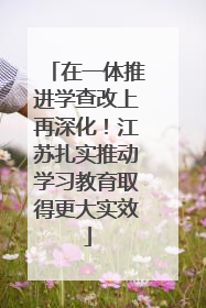 在一体推进学查改上再深化！江苏扎实推动学习教育取得更大实效