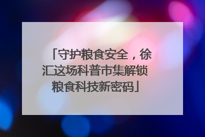 守护粮食安全，徐汇这场科普市集解锁粮食科技新密码