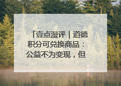 壹点漫评｜道德积分可兑换商品：公益不为变现，但需要更多鼓励