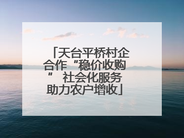 天台平桥村企合作“稳价收购” 社会化服务助力农户增收