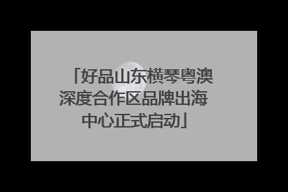 好品山东横琴粤澳深度合作区品牌出海中心正式启动