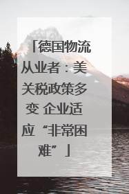 德国物流从业者：美关税政策多变 企业适应“非常困难”
