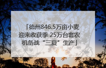 德州846.5万亩小麦迎来收获季 25万台套农机备战“三夏”生产