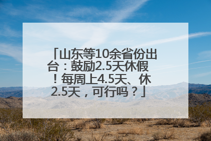 山东等10余省份出台：鼓励2.5天休假！每周上4.5天、休2.5天，可行吗？