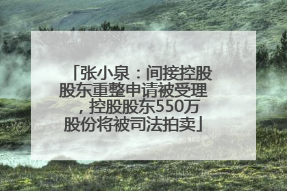 张小泉：间接控股股东重整申请被受理，控股股东550万股份将被司法拍卖