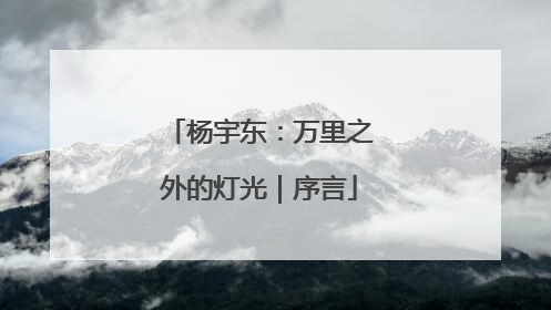杨宇东：万里之外的灯光｜序言