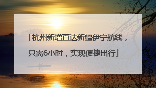 杭州新增直达新疆伊宁航线，只需6小时，实现便捷出行