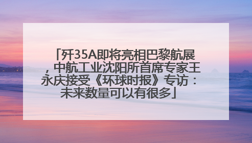 歼35A即将亮相巴黎航展，中航工业沈阳所首席专家王永庆接受《环球时报》专访：未来数量可以有很多