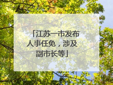 江苏一市发布人事任免，涉及副市长等