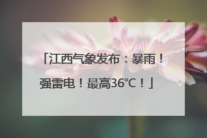 江西气象发布：暴雨！强雷电！最高36℃！