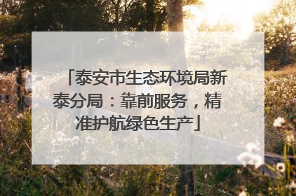 泰安市生态环境局新泰分局：靠前服务，精准护航绿色生产