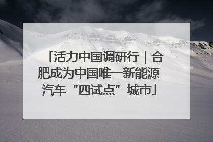 活力中国调研行｜合肥成为中国唯一新能源汽车“四试点”城市