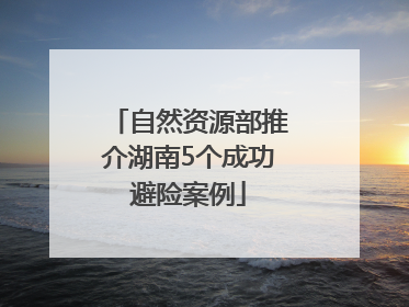 自然资源部推介湖南5个成功避险案例