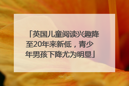 英国儿童阅读兴趣降至20年来新低，青少年男孩下降尤为明显