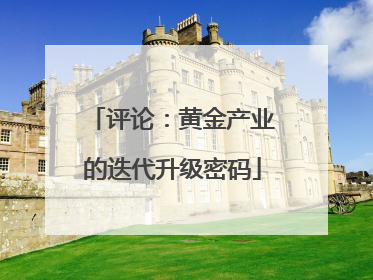 评论：黄金产业的迭代升级密码