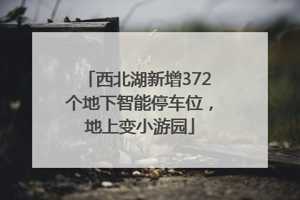 西北湖新增372个地下智能停车位，地上变小游园