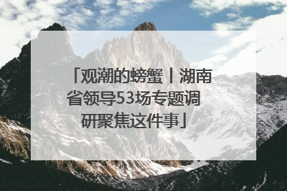 观潮的螃蟹丨湖南省领导53场专题调研聚焦这件事