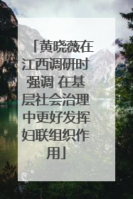 黄晓薇在江西调研时强调 在基层社会治理中更好发挥妇联组织作用