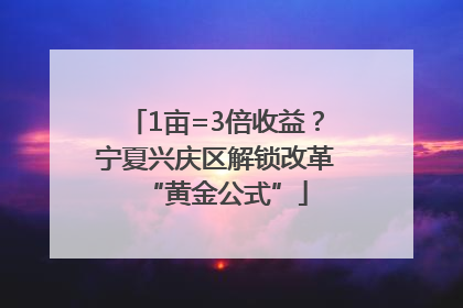 1亩=3倍收益？宁夏兴庆区解锁改革“黄金公式”