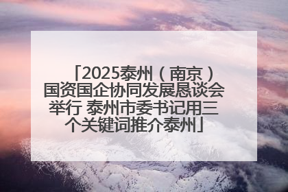 2025泰州（南京）国资国企协同发展恳谈会举行 泰州市委书记用三个关键词推介泰州